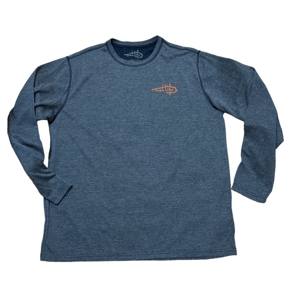 - Reel Life Sun & Water UPF 50 Long Sleeve Outdoor Fishing Shirt Crew *Flaw